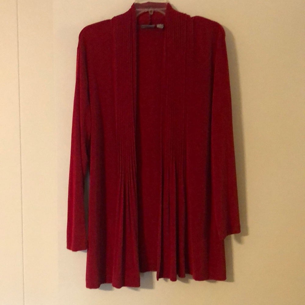 Chicos travelers sz 2 deep red open long jacket